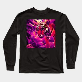 Trippy Tiger In Jungle Long Sleeve T-Shirt